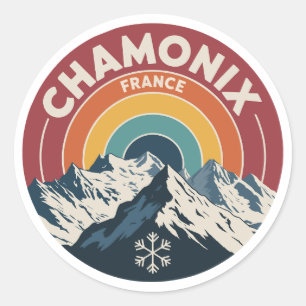 Chamonix France Retro Mountain Sticker