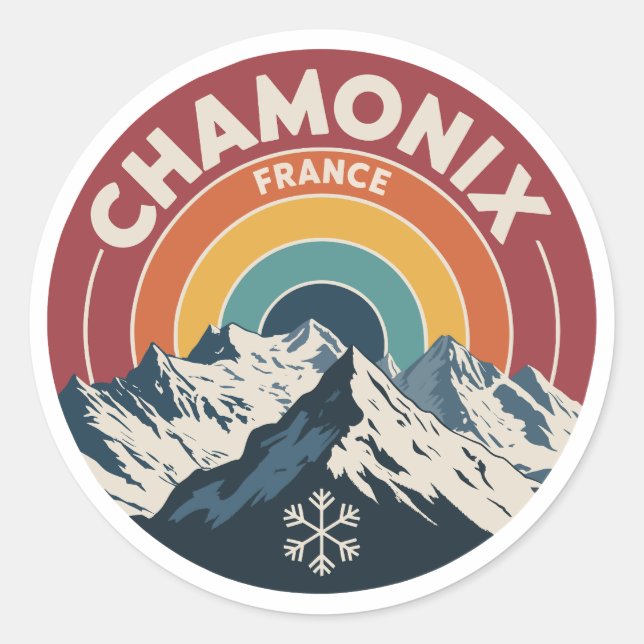 Chamonix France Retro Mountain Sticker (Front)