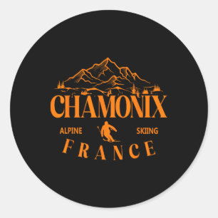 Chamonix France Ski Resort Alpine Skiing French Al Classic Round Sticker