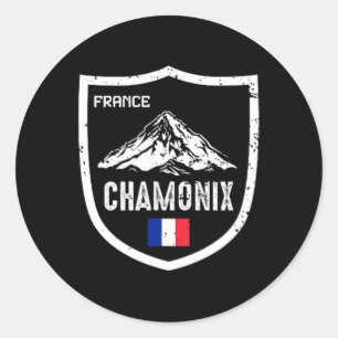 Chamonix France Ski Resort Skiing Mountain Distres Classic Round Sticker