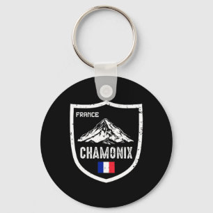 Chamonix France Ski Resort Skiing Mountain Distres Key Ring