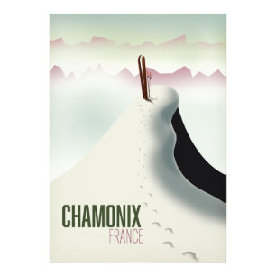 Chamonix France ski travel poster
