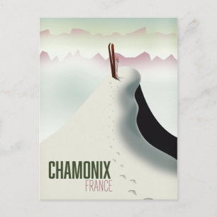 Chamonix France ski travel poster Postcard