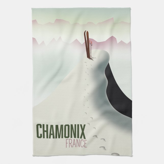 Chamonix France ski travel poster Tea Towel (Vertical)