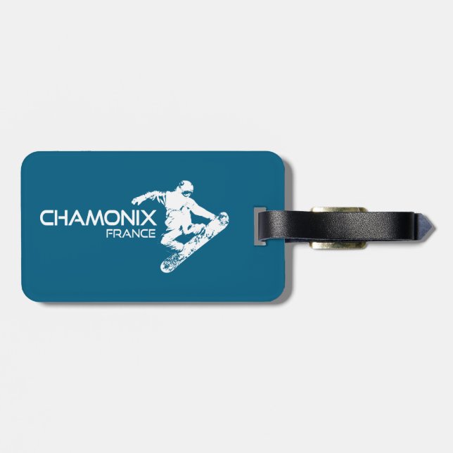 Chamonix France Snowboarder Luggage Tag (Back Horizontal)