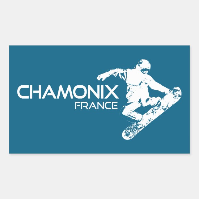Chamonix France Snowboarder Rectangular Sticker (Front)