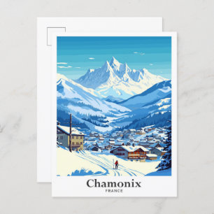 Chamonix France Travel Art Vintage Illustration Postcard
