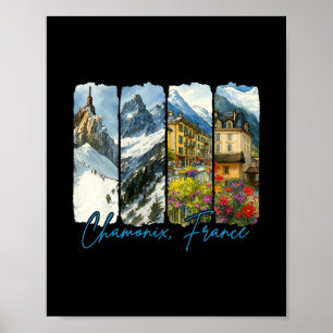 Chamonix France Travelling Trip Brushstroke Souven Poster
