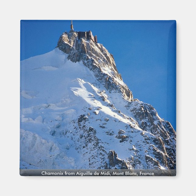 Chamonix from Aiguille de Midi, Mont Blanc, France Magnet (Front)