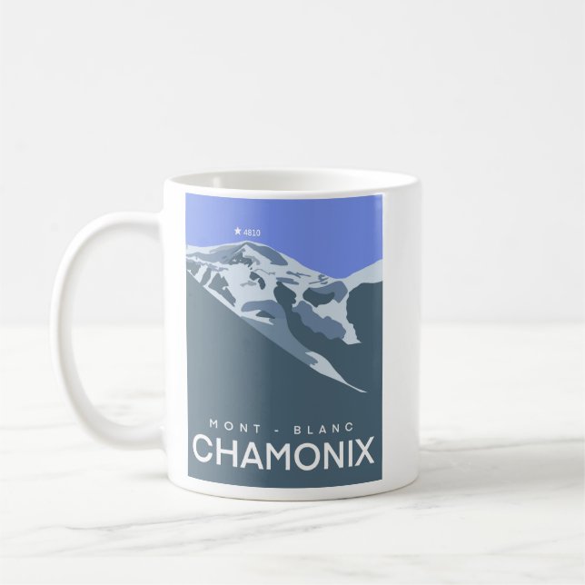 Chamonix, Mont-Blanc, digitally drawn, souvenir  Coffee Mug (Left)