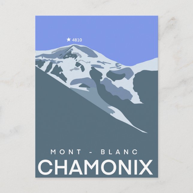 Chamonix, Mont-Blanc, digitally drawn, souvenir  Postcard (Front)
