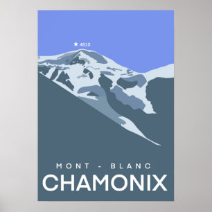 Chamonix, Mont-Blanc, digitally drawn, souvenir  Poster