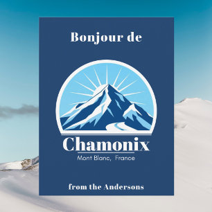 Chamonix Mont Blanc France blue Postcard