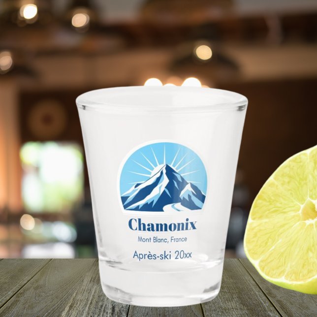 Chamonix Mont Blanc France ski souvenir Shot Glass (Creator Uploaded)
