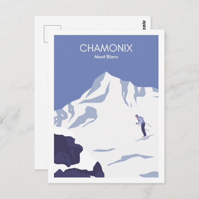 Chamonix Mont Blanc France Travel Illustration Postcard (Front/Back)