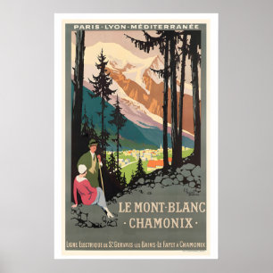 Chamonix Mont Blanc France Vintage Travel Poster