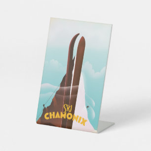 Chamonix-Mont-Blanc Ski poster Pedestal Sign