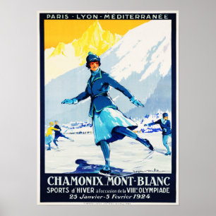 CHAMONIX Mont Blanc Sports D' Hiver Switzerland Poster
