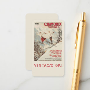 Chamonix Mont Blanc Vintage French Skiing Poster Enclosure Card