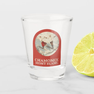 Chamonix Mont Blanc Vintage French Skiing Poster Shot Glass