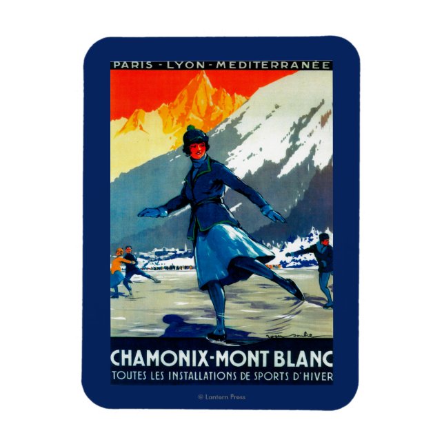 Chamonix-Mont Blanc Vintage PosterEurope Magnet (Vertical)