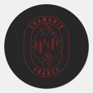 Chamonix Mountains France Hiking Outdoors Minimal Classic Round Sticker