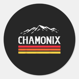 Chamonix Ski Resort Mountain France Skiing Retro Classic Round Sticker