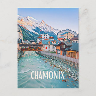 Chamonix Ski Resort Postcard