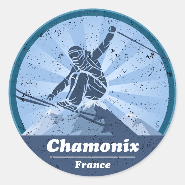 Chamonix Ski resort - Skiing Classic Round Sticker (Front)