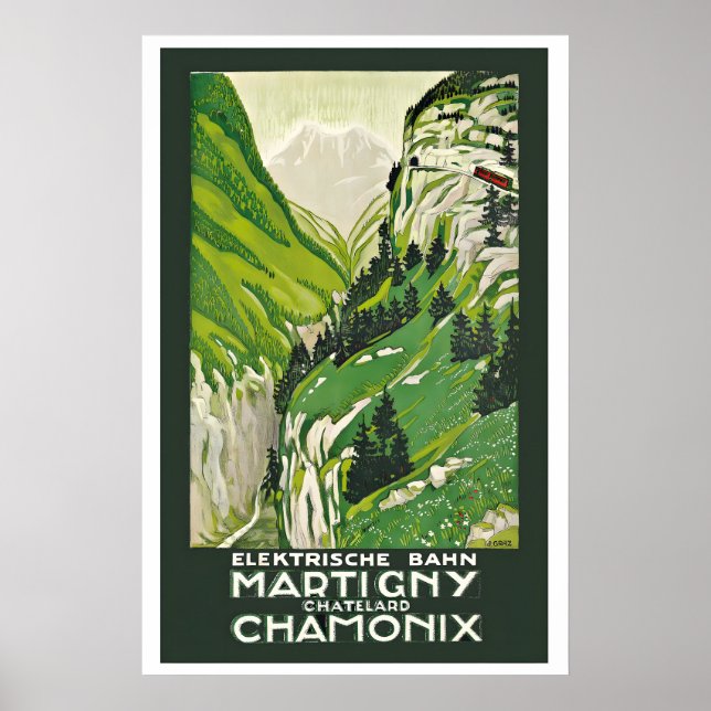 Chamonix Switzerland Martigny-Chatelard Railway Poster (Front)