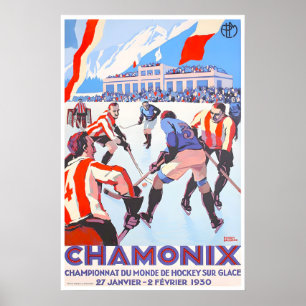 Chamonix Travel Poster Ice Hockey Art Roger