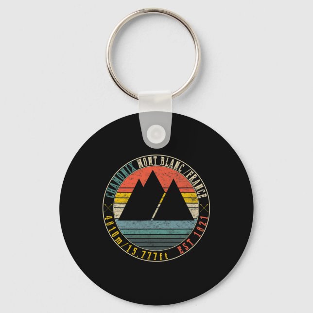 Chamonix Valley Mont Blanc France Skiing Snowboard Key Ring (Front)