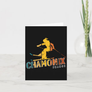 Chamonix Vintage Ski Resort France Alpine Skiing F Card