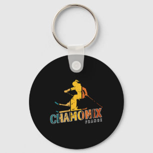 Chamonix Vintage Ski Resort France Alpine Skiing F Key Ring
