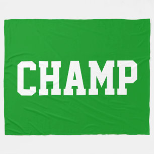 CHAMP Athletic White Text On Bold Bright Green Fleece Blanket