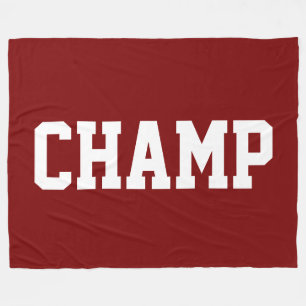 CHAMP Athletic White Text On Bold Deep Red Fleece Blanket
