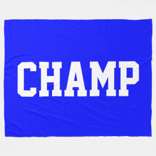 CHAMP Athletic White Text On Bold Royal Blue Fleece Blanket