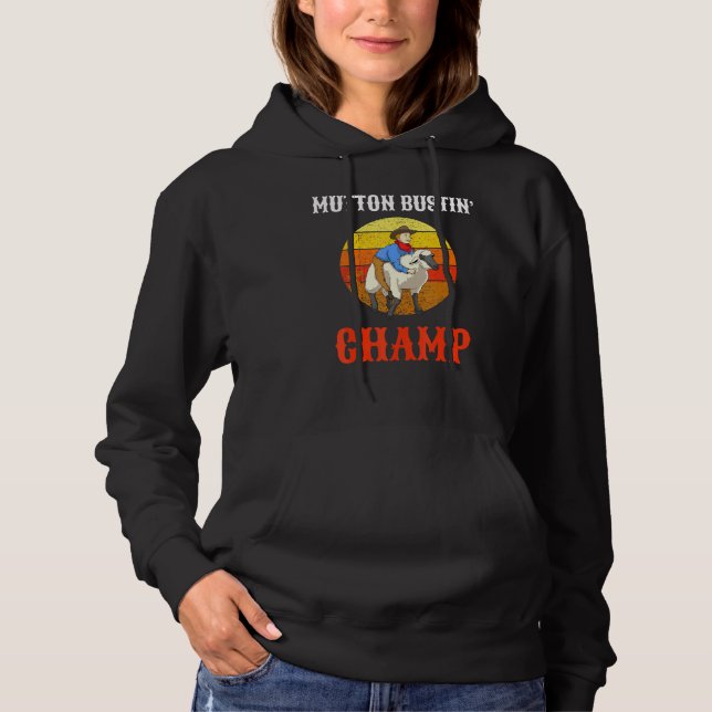 Champ Buster Sheep Riding Mutton Busting Hoodie (Front)