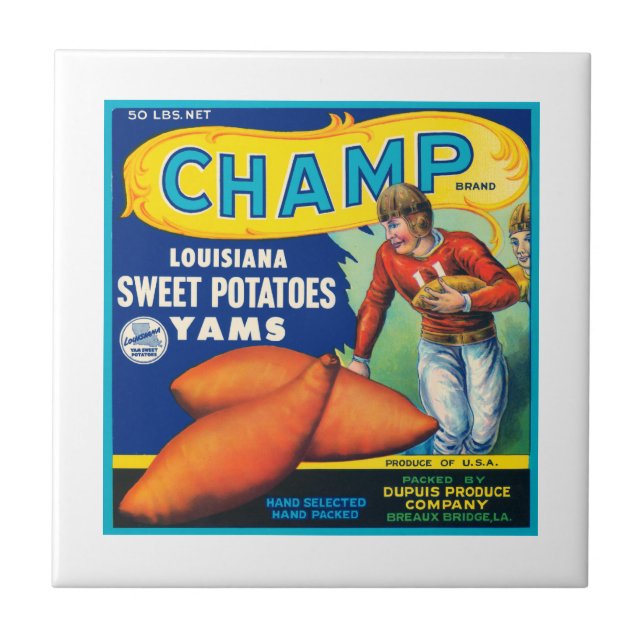 Champ Fruit Crate Label Ceramic Tile (Front)