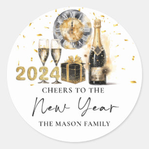 Champage Cheers New Years Eve Party Classic Round Sticker