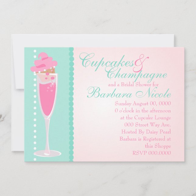 Champage, Cupcakes & Pearls Invitation (Front)