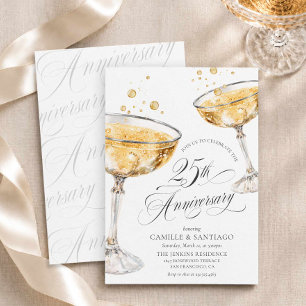 Champagne 25th Wedding Anniversary Invitation