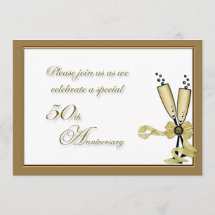 Champagne 50th Anniversary Invitation
