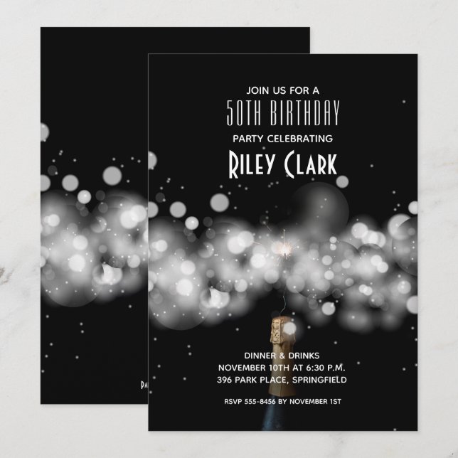 Champagne 50th Birthday Party Invitation (Front/Back)