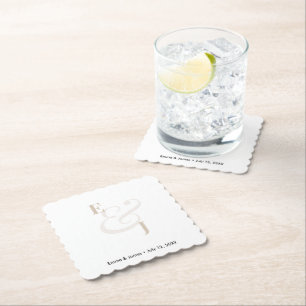 Champagne Ampersand Wedding Cocktail Paper Coaster