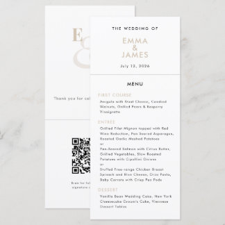 Champagne Ampersand Wedding | QR Code | Elegant Menu