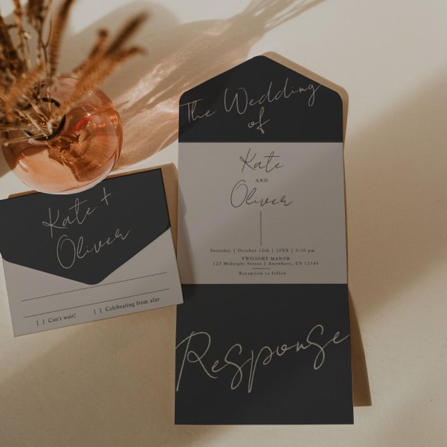 Champagne and Black Wedding Invitation  (Creator Uploaded)