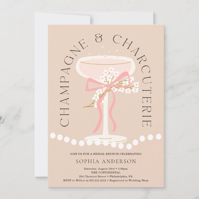 Champagne and Charcuterie Bridal Shower Invitation (Front)