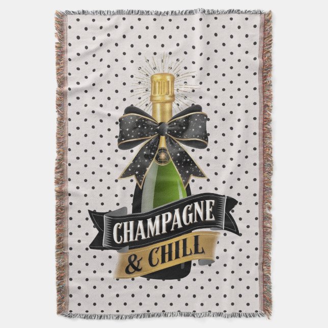 Champagne and Chill Throw Blanket (Front Vertical)