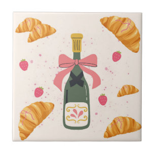Champagne and Croissants Ceramic Tile